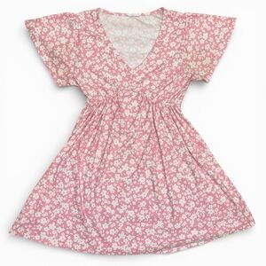 Ardene Pink Floral V-Neck Mini Dress